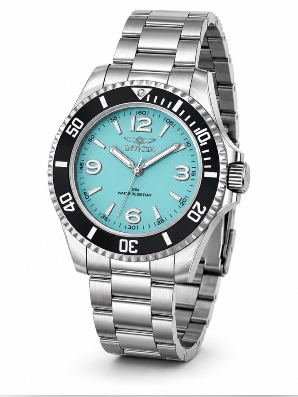 Invicta Men’s Stainless Steel Watch - Turquoise Dial & Black Bezel